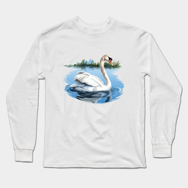 White Swan Long Sleeve T-Shirt by zooleisurelife